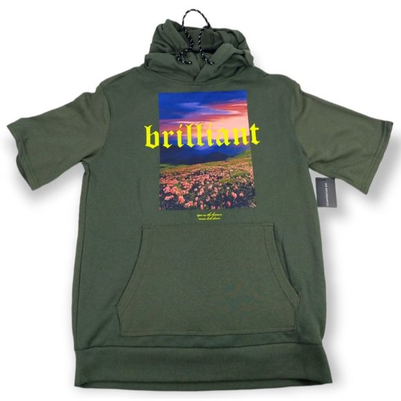 No Boundaries Mens Medium Short Sleeve Green Hoodie New - Picture 1 of 10